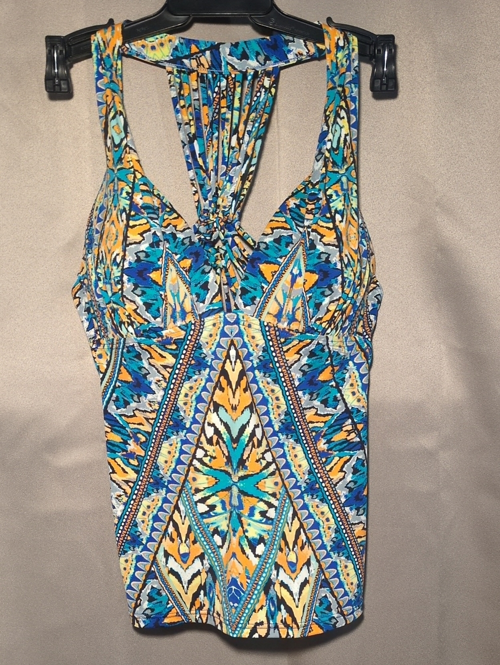 Vibrant Blue & Yellow Printed Tankini with Strappy Back